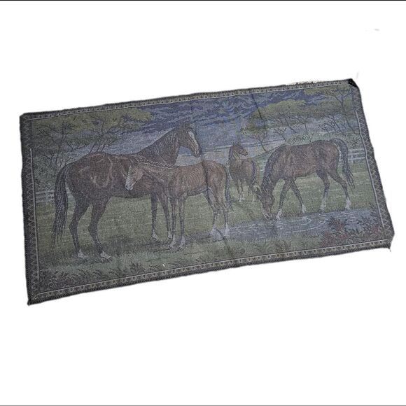 vintage boho cottagecore horses tapestry - Picture 2 of 4